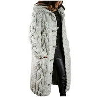 Ženska kapuljača kardigan velike veličine džep džep pojedinačni kaput s dugim rukavima za žene trendi
