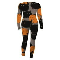 Jumpsuits za žene V izrez Halloween bundeve Print Clubwear Bodycon Rompers Funkcionalni guzički poklopac
