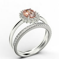Lijepa minimalistička 2 karat ovalnog morgatita i dijamantskih morskih zaručničkih prstena, klasični