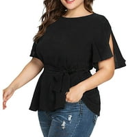 Ženske vrhove Navelike majice za žene za žene Majica sa čvrstim veličinama Plus rukava s kratkim čvorom