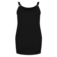 Voguele Women Ljeto Plaže sandors Solid Color klizne haljine bez rukava mini haljina casual crna xl