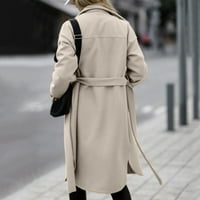 LANNGER Zimske jakne kaputi za žene, žene Dame Solid Rever Cardigan dugi rukav kaput s jednim grudima