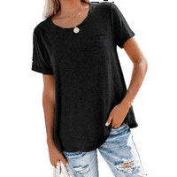 PLNOTME ženske majice s kratkim rukavima s kratkim rukavima sa prednjim džepom Ležerne prilike ljetne