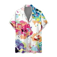 Stamzod Havajska majica za muškarce Casual tipke Color Block Hawaii Print sa džepom Bluza s kratkim