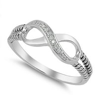Sterling srebrna ženska bijela kubična cirkonija Infinity prsten za prsten nakit ženske muške veličine