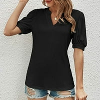 Ženska casual moda V-izrez Majica s kratkim rukavima s kratkim rukavima TOP Black L