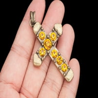Antikvitetski mesingani ženski križni privjesak smeđa kristalna precisana kristalna ogrlica od plemenitih