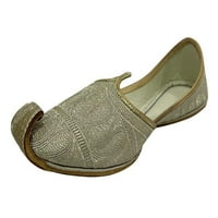 Muški ravni puni zlatni Zlat Zari Khussa cipele Pakistanski stil Punjabi Jutti SAD 10. Euro 44