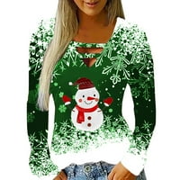 Prodaja Ženske božićne majice Choker V-izrez Slatka snjegovića Snježna pahuljica Grafički print Ženski