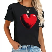 Crveno srce Trendi grafički čaj za žene - udobna majica kratka rukava s jedinstvenim darovima za Dan