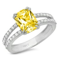 3.96ct jastuk za jastuk od žuto simulirani dijamant 14k bijeli zlatni godišnjički zaručnički prsten