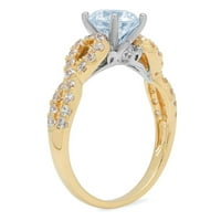 1.36ct okrugli rez plavi simulirani dijamant 18k žuti bijeli zlatni ugraving izjava bridalna godišnjica