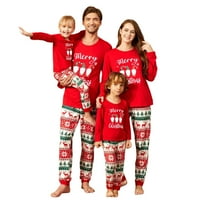 Porodica Pudcoco Podudaranje pidžamas Božićni tisak dugih rukava i rastegnuti ležerne hlače za spavanje