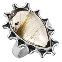 Sterling srebrni prsten Zlatni rutilni nakit