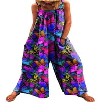 Seksi plesne ženske pantalone za ljetnu plažu široke noge harem hlače Vintage cvjetni dugi maxi džepovi