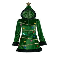 Prijevoz stabla ženske božićne haljine s kapuljačom zelene baršunaste haljine