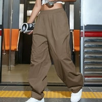 TOQOT teretne hlače Žene - Čvrsto radnoj baggy fit s niskim strukom ravnoj nogave hlače Ležerne modne