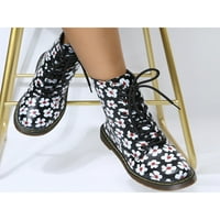 Bellella ženski čizme za gležnjeve čipke up borbene cipele casual zimske čizme CAT Print Cipele za hodanje Radni cvijet 6.5