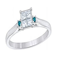 Princezo rez plavo-bijeli prirodni dijamantski obećanje prsten u 10k bijelo zlato