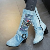 Modne čizme žene preko koljena visoke čizme velike veličine bočne polovine zip tankih potpetice visoke