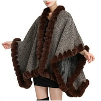 Ženski luksuzni rukav za batwing cosy top cloak poncho džemper sa lepršavim loptom na ženskoj odjeći
