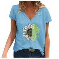 Košulje za žene Trendy V-izrez majica Ljetni vrhovi -Short rukava od tiskane bluze Ženske majice