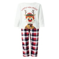 Usklađivanje porodične pidžame postavlja Božić PJ-a sa slovom elk tiskanim malim rukavima i plaičnim