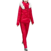 TOQOT Ženska skijaška jakna - sa zimskim kaputima sa zatvaračem za žene crvene veličine XL