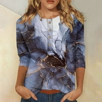 USMIXI ženski vrhovi Dressy casual moda labav fit lagan prozračan gumb gore Henley majice Ljetna duljina