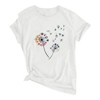 LeylayRay vrhovi za žene Žene Modni cvjetni tisak O-izrez Kratka majica Labavi bluza Majica Majica Bijeli