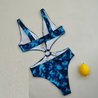 Mikilon modne žene Seksi kupaći kostimi V-izrez Tie-dye Ispis Backless Sijamski kupaći kostim Žene Jedan
