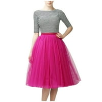 Hanas suknje ženske suknje od pune boje, naffinast suknje, petoslojno vrpca suknja vruća ružičasta L