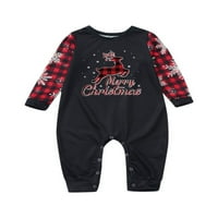 Gwiyeopda roditelj-dječja noćna odjeća Crni crveni rukavši uzorak s dugim rukavima + hlače postavljaju