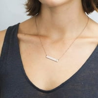 Bar Početna ogrlica za žene Daintty 14K pozlaćeno nehrđajuće čelik ugravirano slovo horizontalno ogrlica