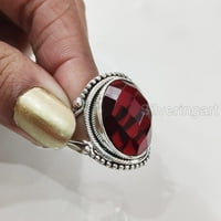 Prirodni proverski prsten, ženski Garnet prsten, januarski kamen, boemski bend, srebro, ženski prsten,