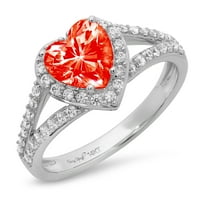 1.49ct srce rezan crveni simulirani dijamant 18k bijeli zlatni godišnjica Angažovanje halo prstena veličine