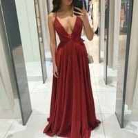 PXIAKGY V-izrez bez rukava modni povremeni ženski haljina Sequins party ženska haljina crvena + s