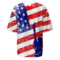 Ženska američka majica zastava kratki rukav okrugli izrez SAD-a na dan neovisnosti 4. srpnja Zastava