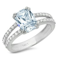 3.96ct jastuk rezan plavi simulirani dijamant 18k Bijelo zlato ugraviranje izjava bridalna godišnjica
