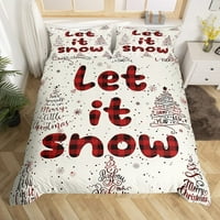 -Dake Crveno božićno prekrivač kraljica Veličina, zimska snijeg View Posteljina za djecu Dječji dječji