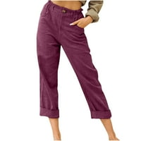 AirPow on zasebne pantalone za žene Jesen Žene Ležerne prilike za džepove u boji Elastični struk Udobne