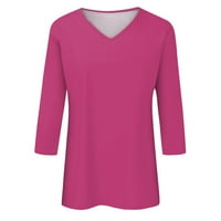 Qcmgmg Plus size rukav vrhovi ljetnih V izrez Tee majice za žene za žene labave fitne majice u boji