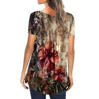 Žene Ljeto seksi trendy v- izrez bluze cvjetni gradijentni tiskani tunički vrhovi gumba labavi majica