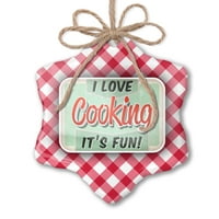 Božićni ukras I Volim kuhanje, vintage dizajn crveni plaid neonblond