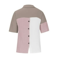 Puntoco Women Tops Clearence Women kauzalni gumb Bluza s kratkim rukavima Majica Ljetni vrhovi smeđi