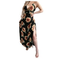 Maxi haljine za žene ljetni boemski casual remen s kratkim rukavima s kratkim rukavima cvjetni print
