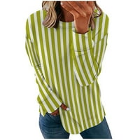 Daqian ženske košulje dugih rukava Žene dugih rukava Ležerne majice Štampanje okrugle vrat Duks pulover