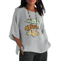 Sunhillsgrace majica za žene Ljeto pamučno posteljina vrhunska plus veličina majica okrugla ovratnik