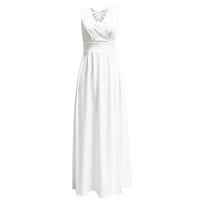 Leesechin Womens Ljetne haljine Čišćenje Maxi Prom haljinaLim zabava V-izrez Čvrsta boja Dugačka svečana