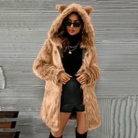 Cleariance Ženski kaput Žene dame toplo Furry Courry Jakna Zimska čvrsto kapuljača